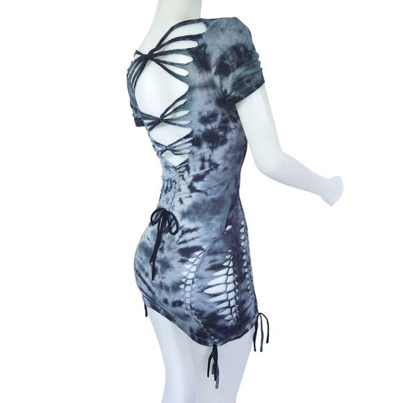 TEMPTRESS COLLECTION - LARGE - Moonlit Waves Tie-Dyed Dress- Perfect for clubs - Picture 6 of 7
